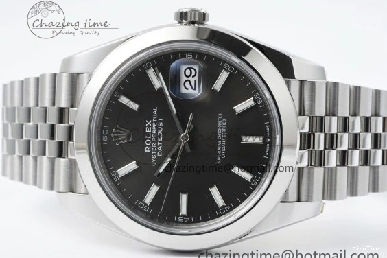 MiroTime 0503 OdorResistant DateJust 41 SS Polished Bezel KING 1:1 Best Edition 904L Steel Gray Stick Dial on Jubilee Bracelet VR 2207